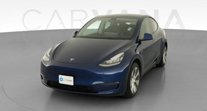 2021 Tesla Model Y Long Range All-Wheel Drive in Deep Blue Metallic — photo 1