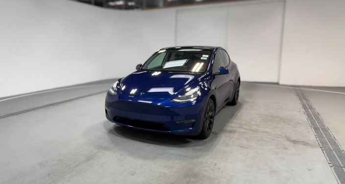 2021 Tesla Model Y Long Range All-Wheel Drive in Deep Blue Metallic — photo 1